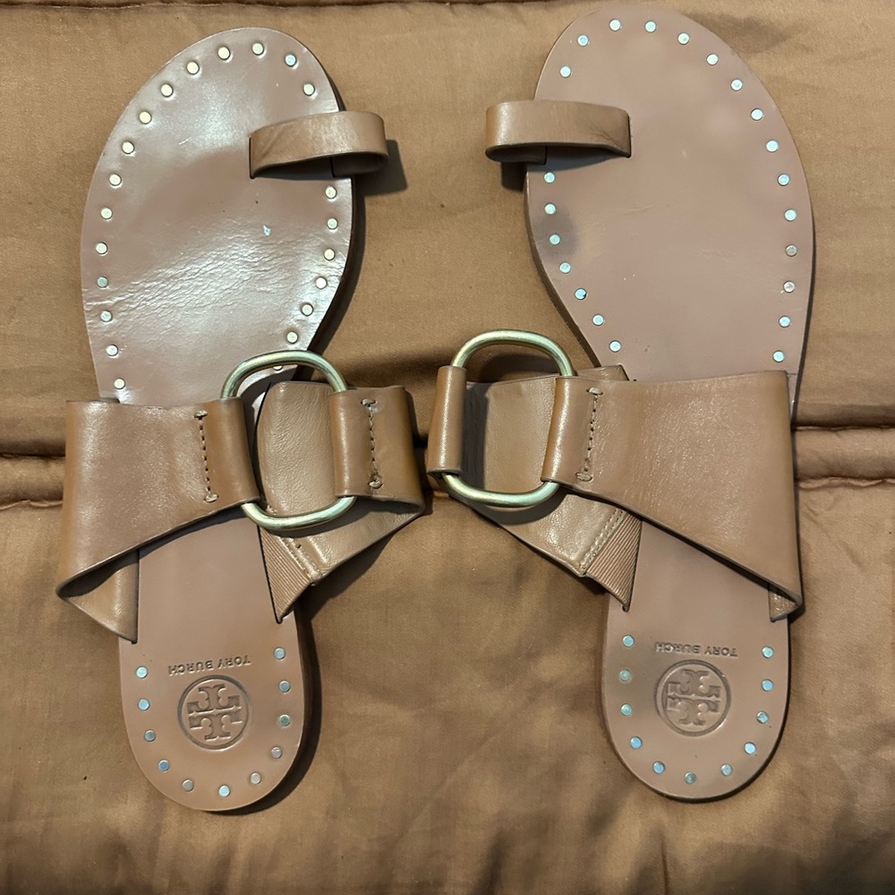 Tory Burch all leather sandals.